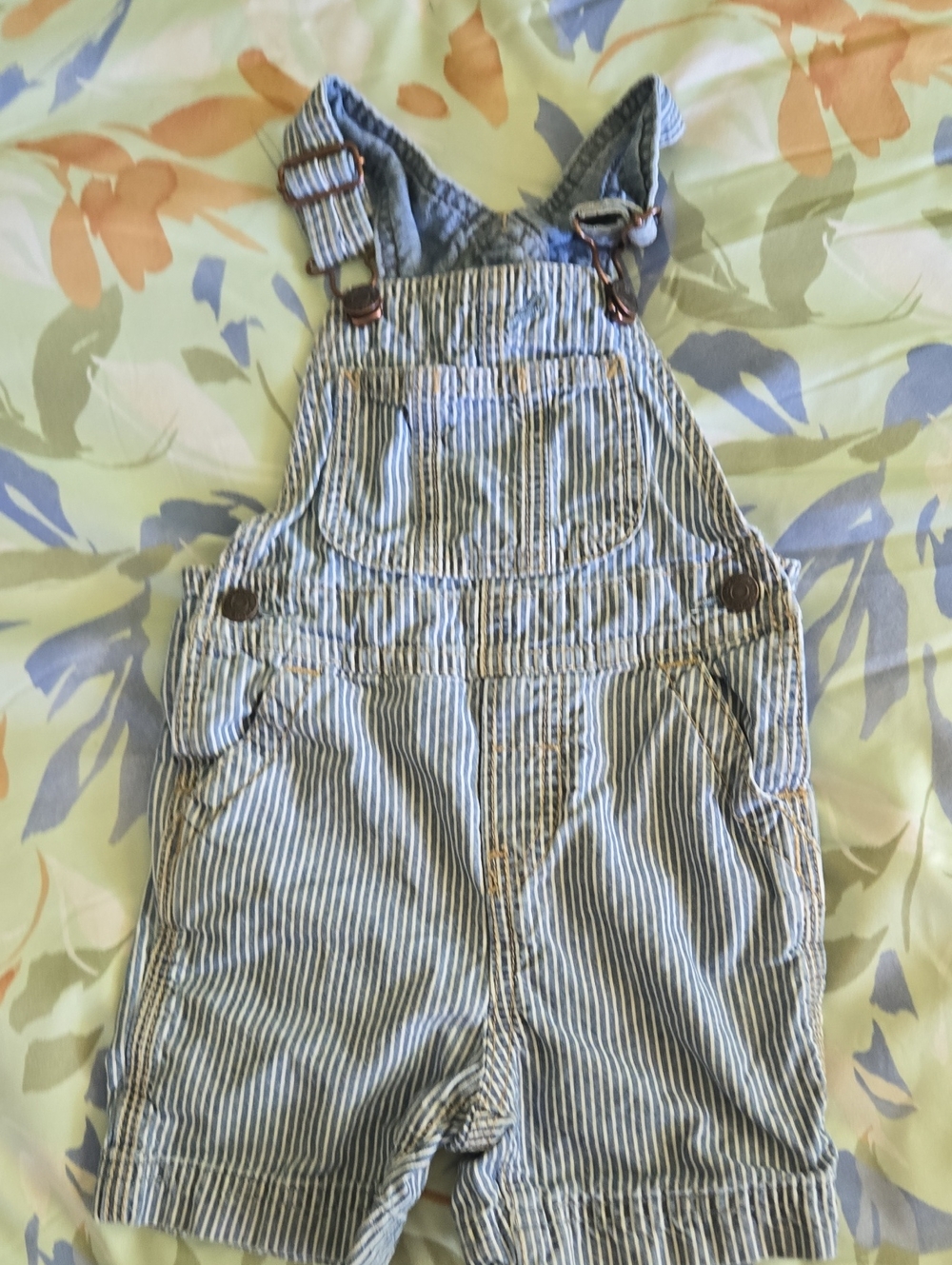 GAP Blue and White Striped Kids Short Overalls